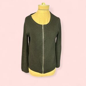 Jones New York Signature Petite Black Cardigan Zip Up Quilted PP Size Small